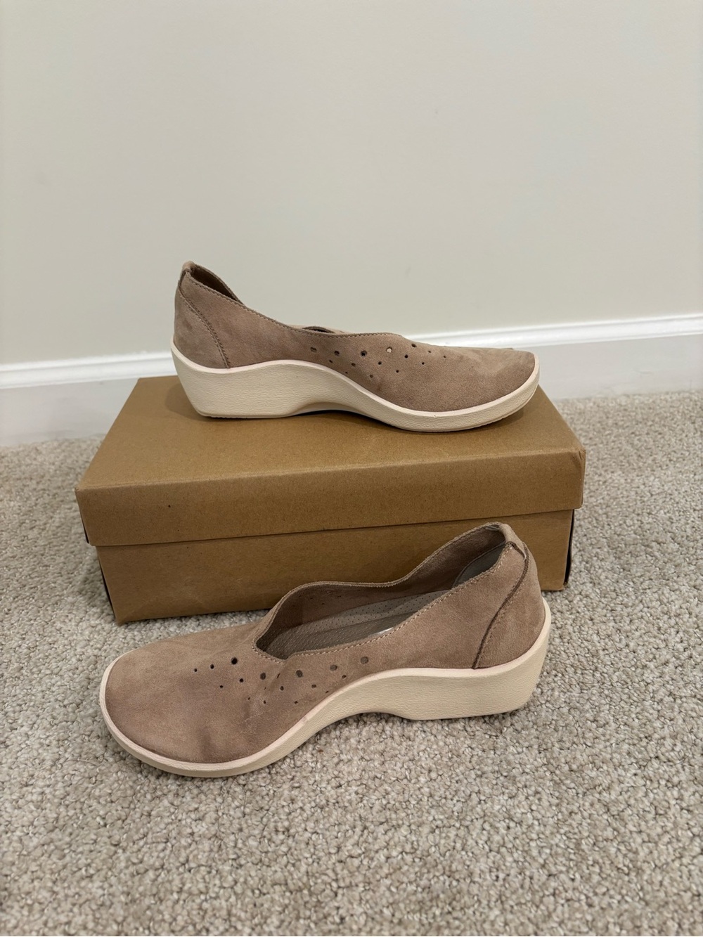 Arcopedico Beige Slip-On Perforated Comfort Flats